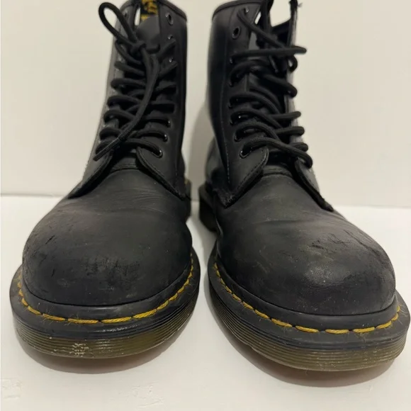 Dr. Martens 1460 Black Leather Lace Up Boots with Yellow  display picture 3